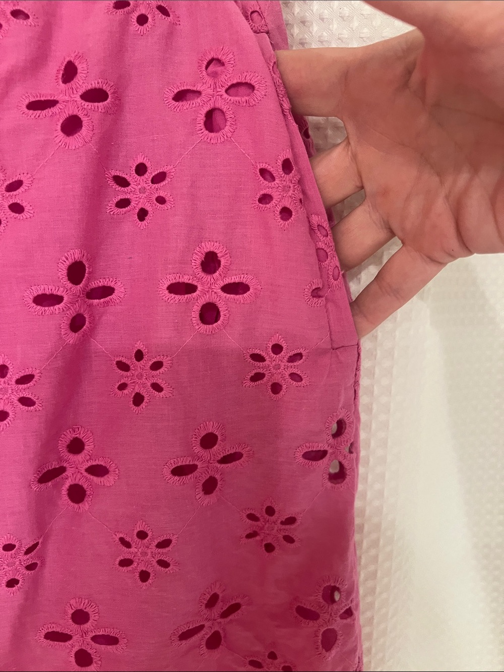 LOFT Eyelet A-Line Skirt - Hot Pink - Picture 3 of 10